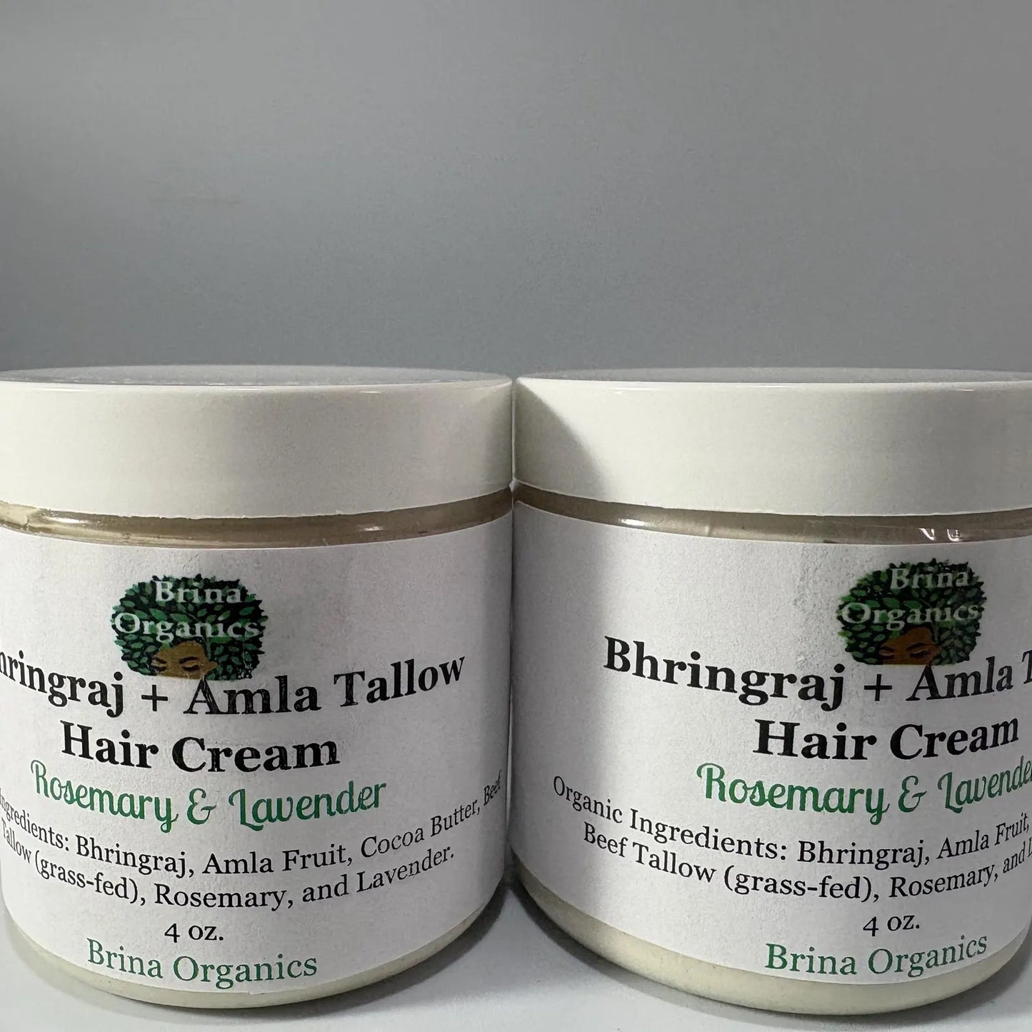 Bhringraj + Amla Tallow Hair Cream, Rosemary and Lavender Infused, for Dry Hair and Scalp, Brina Organics