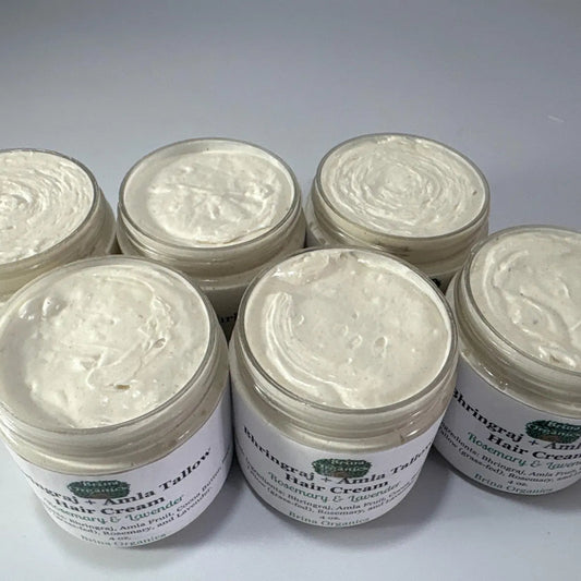 Bhringraj + Amla Tallow Hair Cream, Rosemary and Lavender Infused, for Dry Hair and Scalp, Brina Organics
