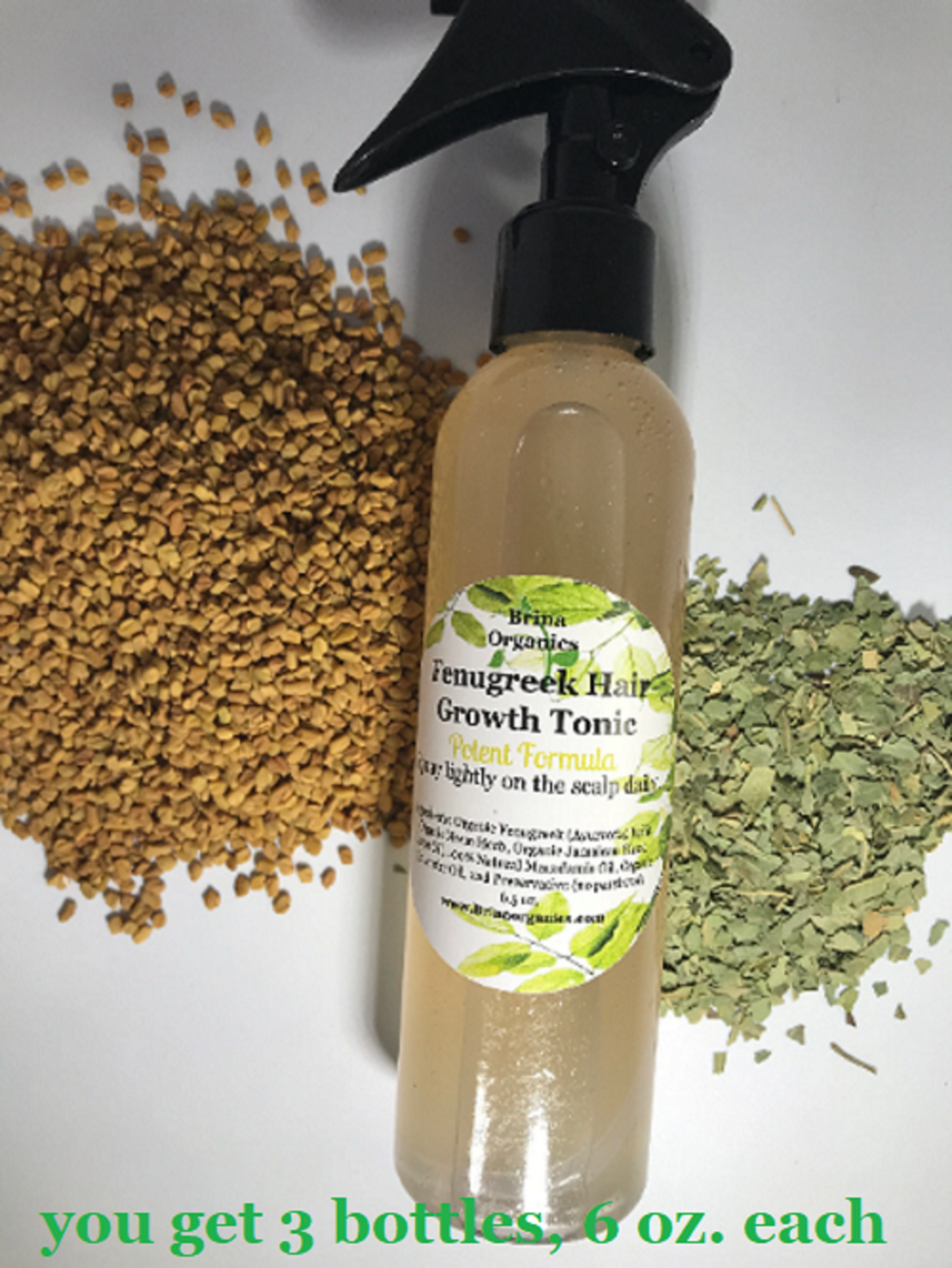 Organic Fenugreek Hair Growth Tonic Spray, BESTSELLER, Brina Organics
