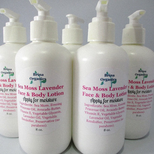 Sea Moss Lavender Face & Body Lotion, Nature Moisture Ingredients, Brina Organics