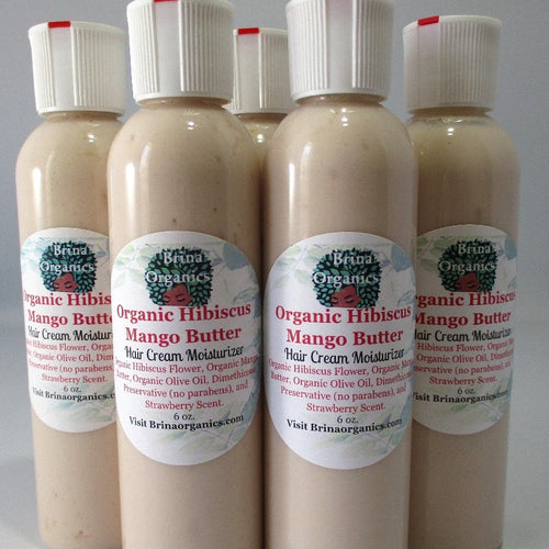 Organic Hibiscus Mango Butter, Hair Cream Moisturizer 6 oz., Brina Organics