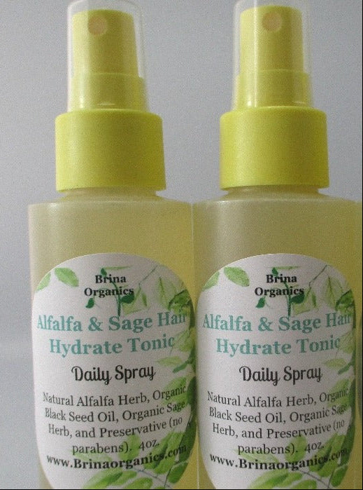 Alfalfa & Sage Hair Hydrate Tonic, Daily Hair Growth Spray, Brina Organics