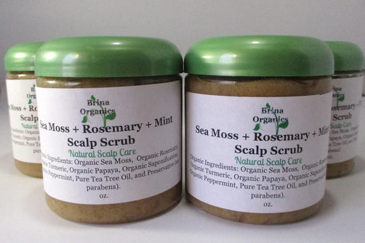 Sea Moss + Rosemary + Mint Scalp Scrub, Organic Scalp Care