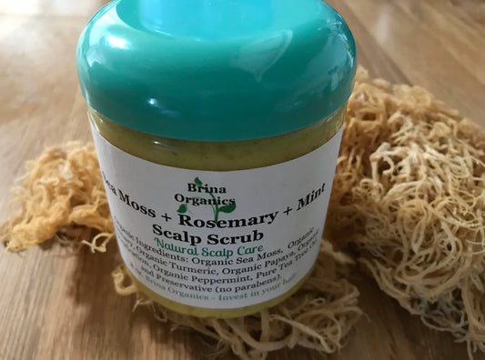 Sea Moss + Rosemary + Mint Scalp Scrub, Organic Scalp Care