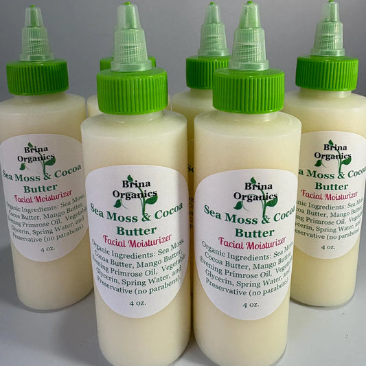 Sea Moss + Cocoa Butter Facial Moisturizer Serum, Facial Gloss, Natural Skin Care, Brina Organics