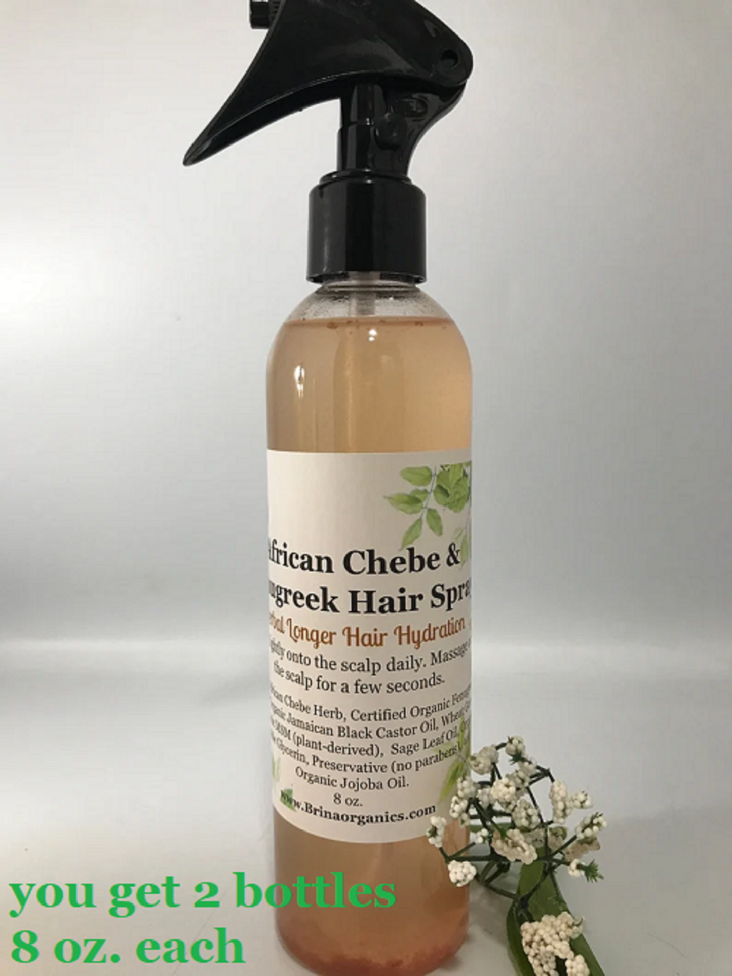 African Chebe Herb & Fenugreek Hair Spray, Hair Growth Spray, Brina Organics
