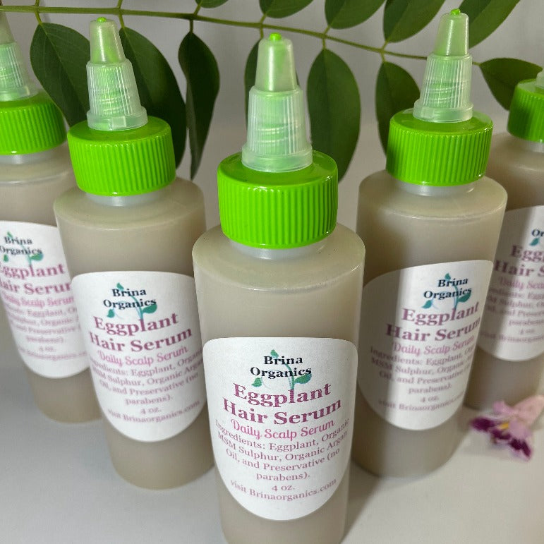 Eggplant Hair Serum 4 oz. 8 oz., Hair Growth Serum, Brina Oganics