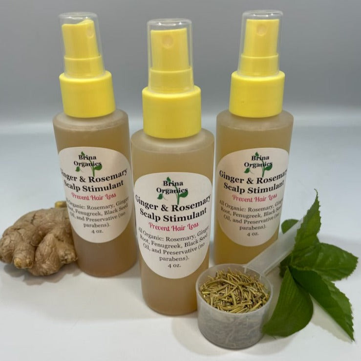 Ginger & Rosemary Scalp Stimulant - Daily Herbal Hydration, Brina Organics