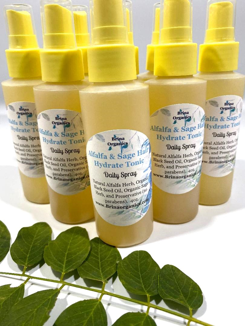 Alfalfa & Sage Hair Hydrate Tonic, Daily Hair Growth Spray, Brina Organics