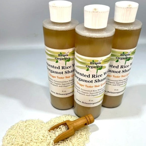Fermented Rice Water & Bergamot Shampoo, Trigger Faster Hair Growth, Brina Organics