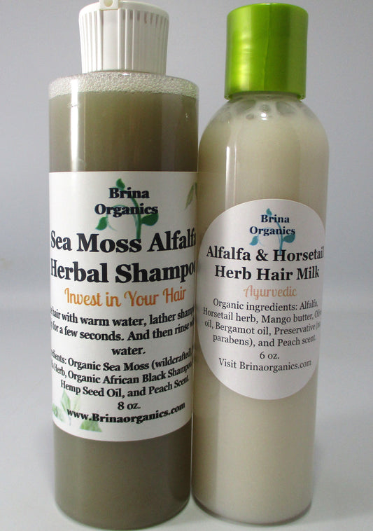 Alfalfa Shampoo & Conditioner Bundle, Natural Shampoo & Conditioner, Brina Organics