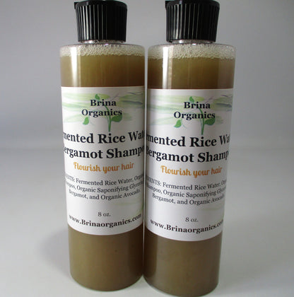 Fermented Rice Water & Bergamot Shampoo, Trigger Faster Hair Growth, Brina Organics