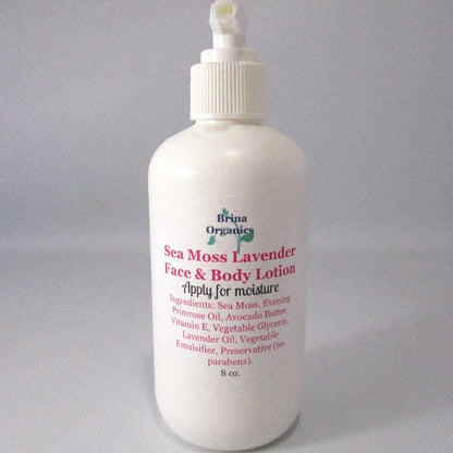 Sea Moss Lavender Face & Body Lotion, Nature Moisture Ingredients, Brina Organics