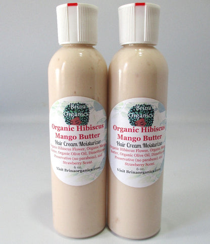 Organic Hibiscus Mango Butter, Hair Cream Moisturizer 6 oz., Brina Organics
