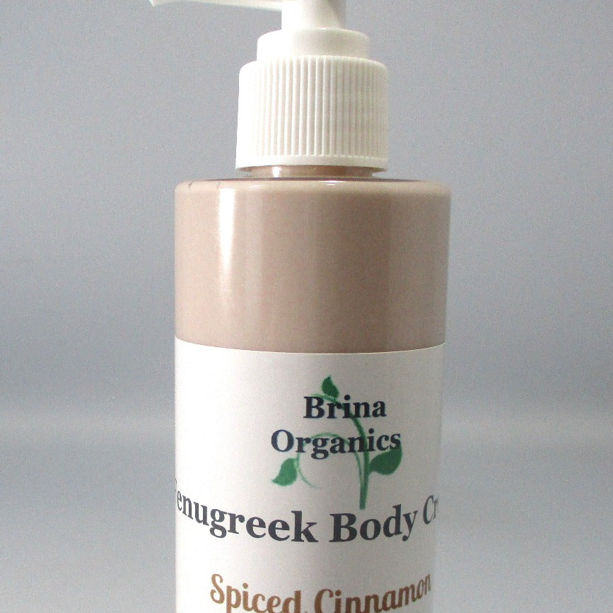 Fenugreek Body Cream 8 oz. or 16 oz. Spiced Cinnamon, Brina Organics