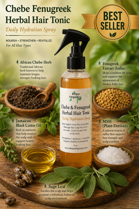 African Chebe Herb & Fenugreek Hair Spray, Hair Growth Spray, Brina Organics