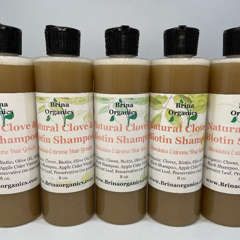 Natural Clove & Biotin Shampoo 8 oz. - 16 oz., Hair Growth Shampoo, Brina Organics