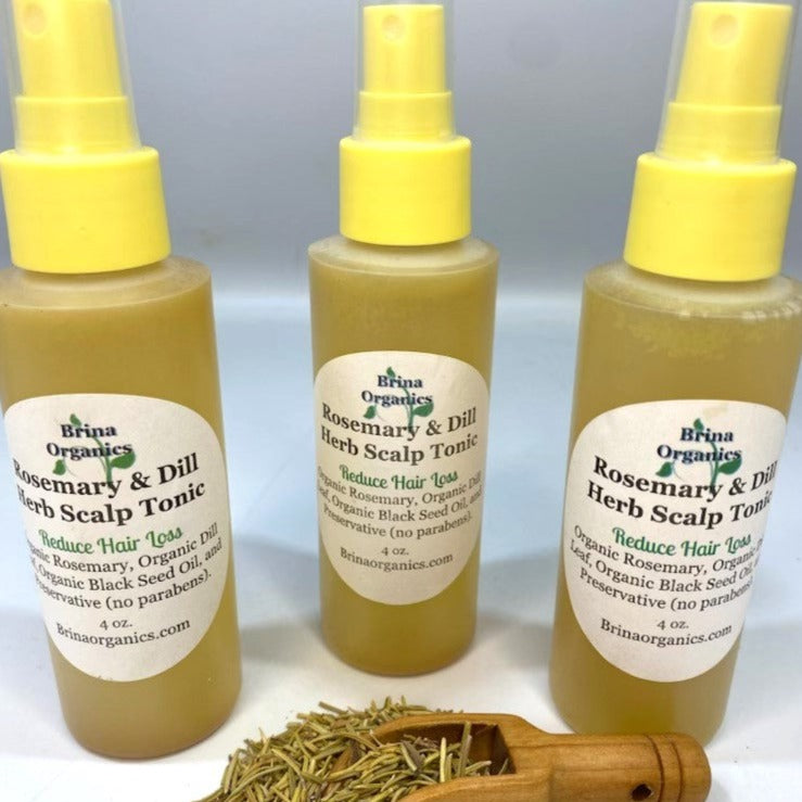 Rosemary & Dill Herb Scalp Tonic, Hair Growth Spray, Brina Organics