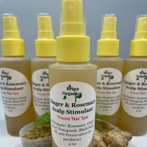 Ginger & Rosemary Scalp Stimulant - Daily Herbal Hydration, Brina Organics
