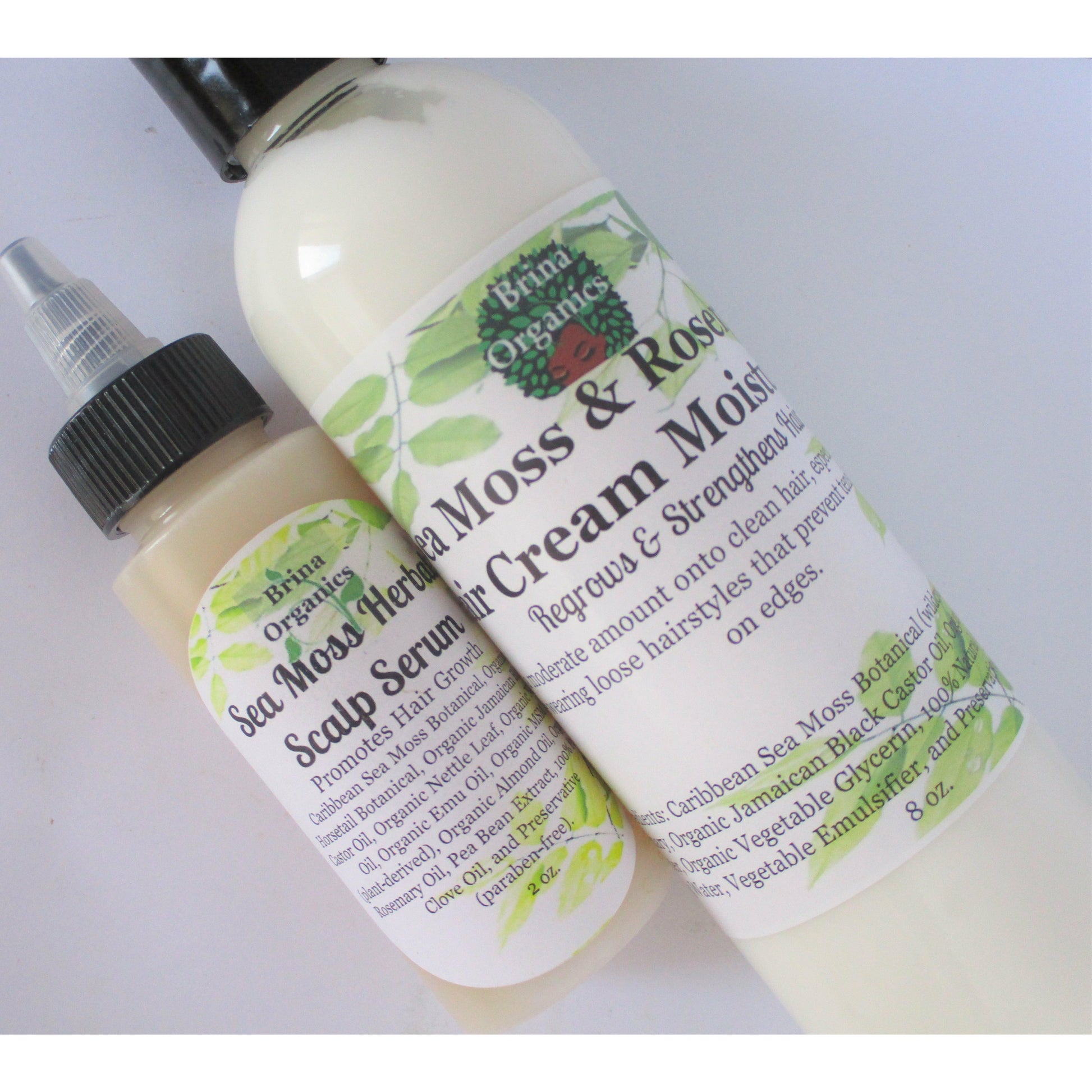 Sea Moss Botanical Natural Hair Bundle - Scalp Serum and Hair Cream Moisturizer