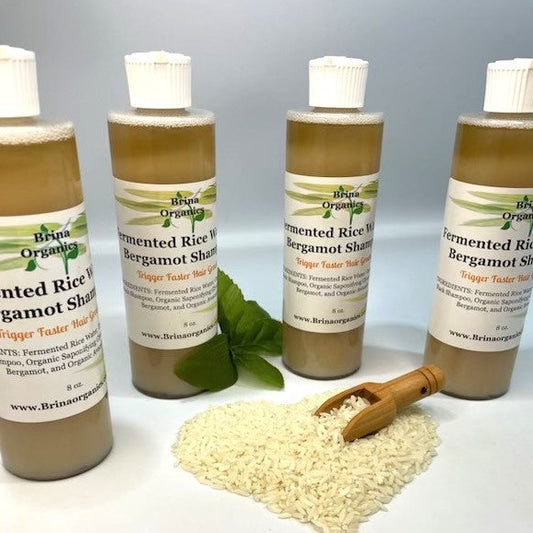Fermented Rice Water & Bergamot Shampoo, Trigger Faster Hair Growth, Brina Organics